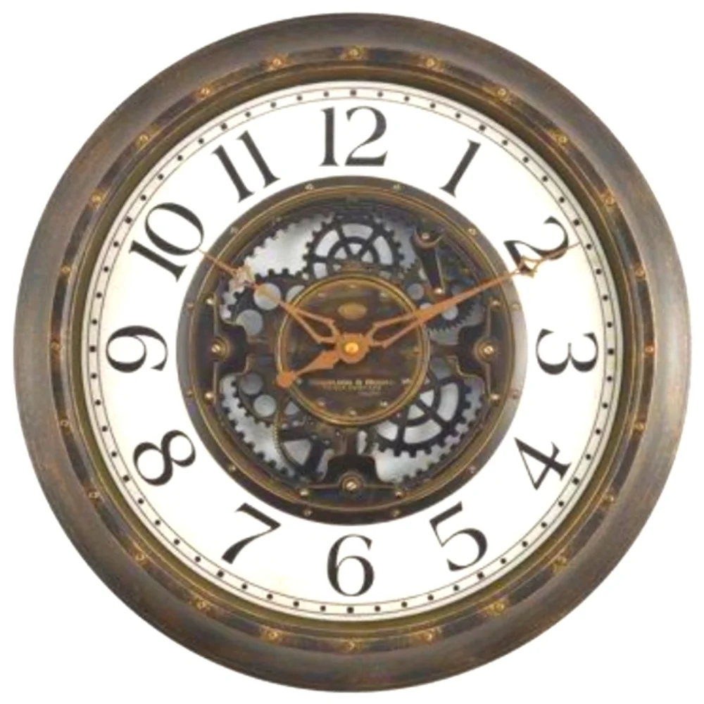 Vintage Industrial Aged Old World Style Decorative Mechanical Gear Wall Clock